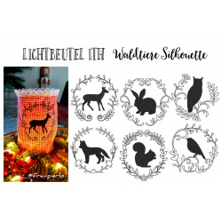 Stickserie ITH - Lichtbeutel Waldtiere Silhouette